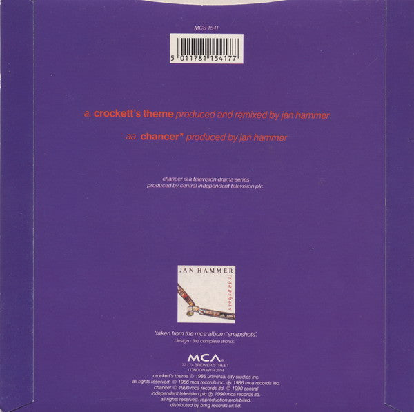 Jan Hammer : Crockett's Theme / Chancer (7", Single, Inj)
