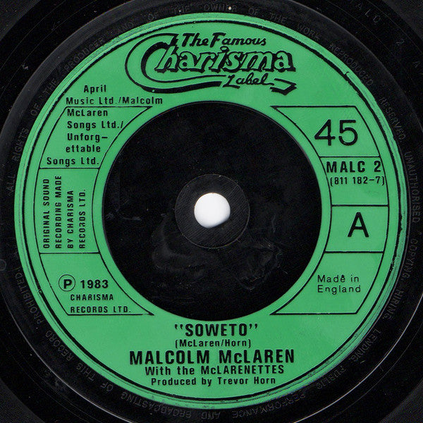 Malcolm McLaren With The McLarenettes : Soweto (7", Single)