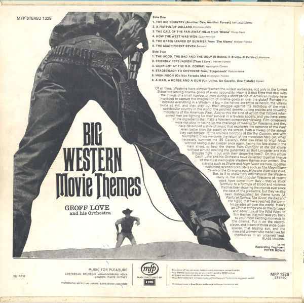 Geoff Love & His Orchestra : Big Western Movie Themes (LP, Red)