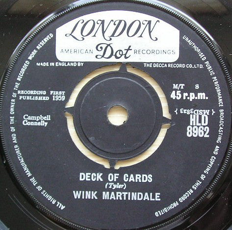 Wink Martindale : Deck Of Cards (7", Single, RP)