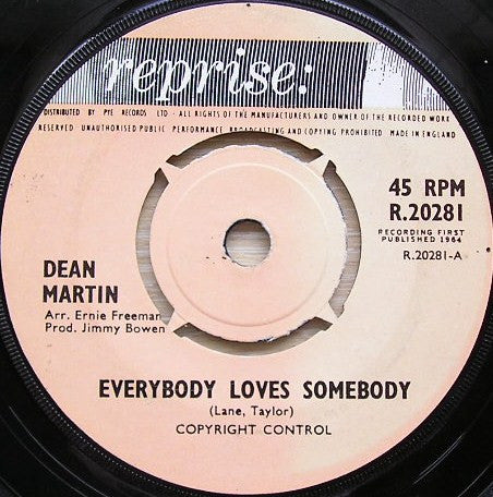 Dean Martin : Everybody Loves Somebody  (7", Single)