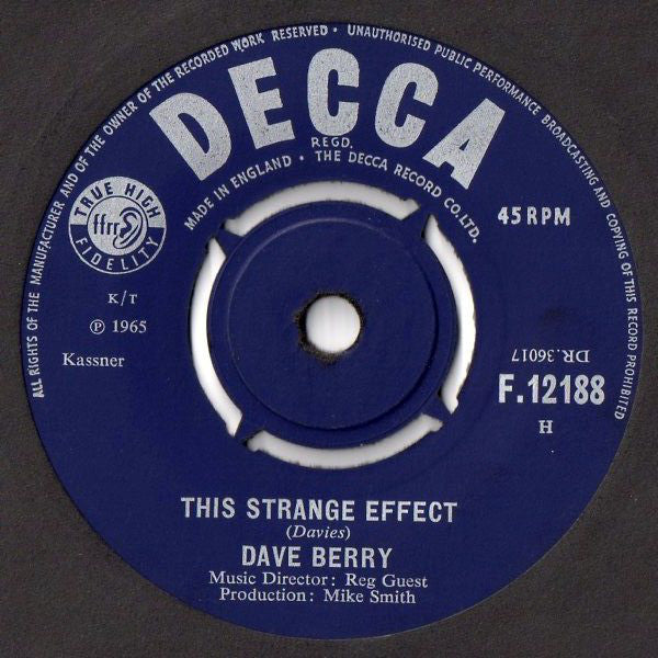 Dave Berry : This Strange Effect (7", Single)