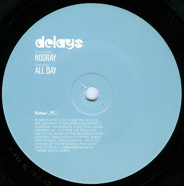Delays : Hooray (7", Single, 3/3)