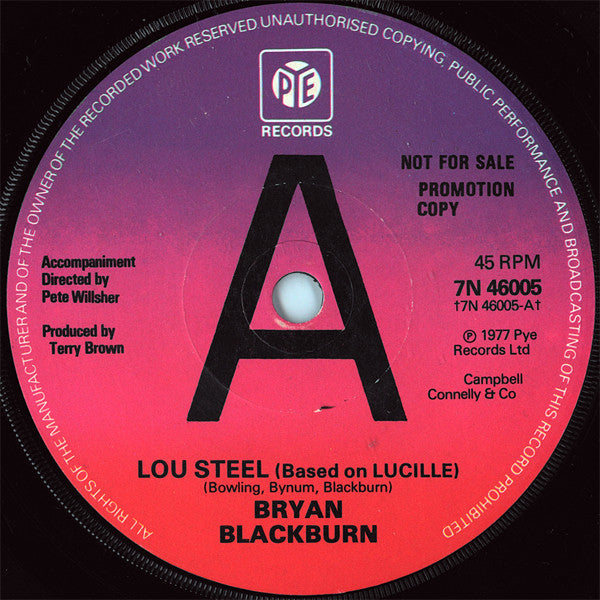 Bryan Blackburn : Lou Steel (Based On Lucille) (7", Single, Promo, Sol)
