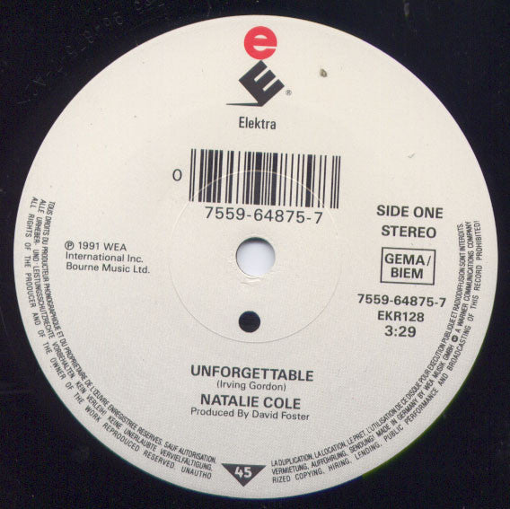 Natalie Cole With Nat King Cole : Unforgettable (7", Single)