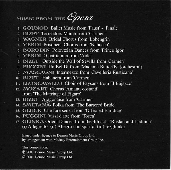 Various : Music From The Opera (CD, Comp)