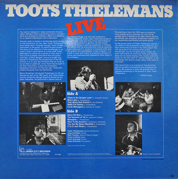 Toots Thielemans : Live (LP, Album)