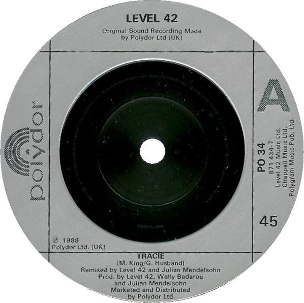 Level 42 : Tracie (7", Single)