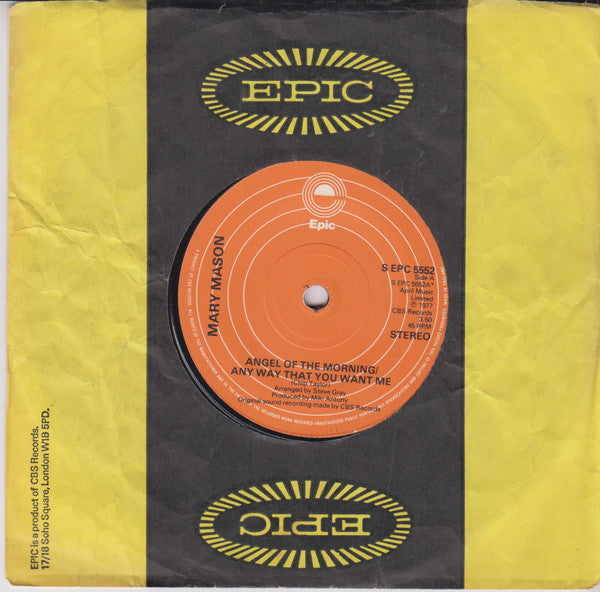Mary Mason : Angel Of The Morning / Any Way That You Want Me  (7", Single)