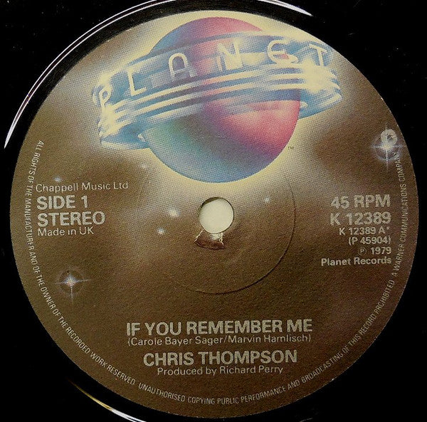 Chris Thompson : If You Remember Me (7", Single)