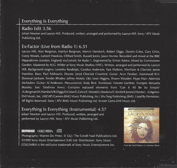 Lauryn Hill : Everything Is Everything (CD, Single)