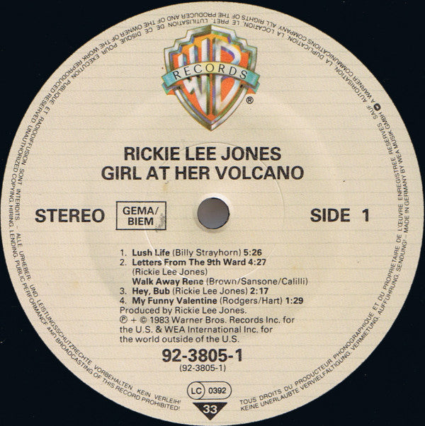 Rickie Lee Jones : Girl At Her Volcano (10", Album, EP, △ 4)