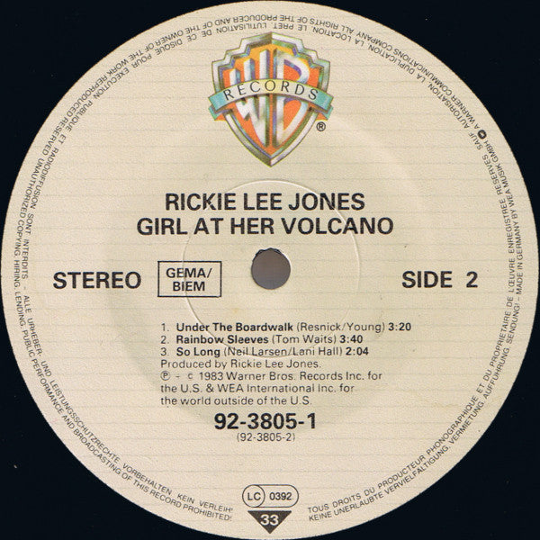 Rickie Lee Jones : Girl At Her Volcano (10", Album, EP, △ 4)