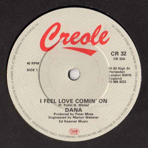 Dana (9) : I Feel Love Comin' On (7", Single)