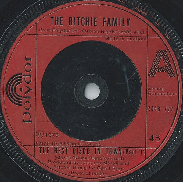 The Ritchie Family : The Best Disco In Town (7", Single, Sol)