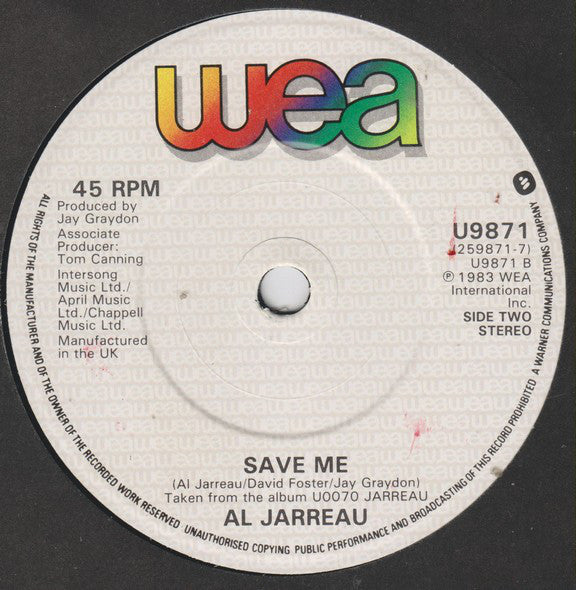 Al Jarreau : Trouble In Paradise (7", Single)