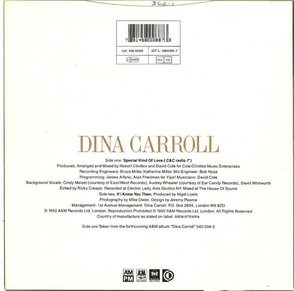 Dina Carroll : Special Kind Of Love (7", Single)