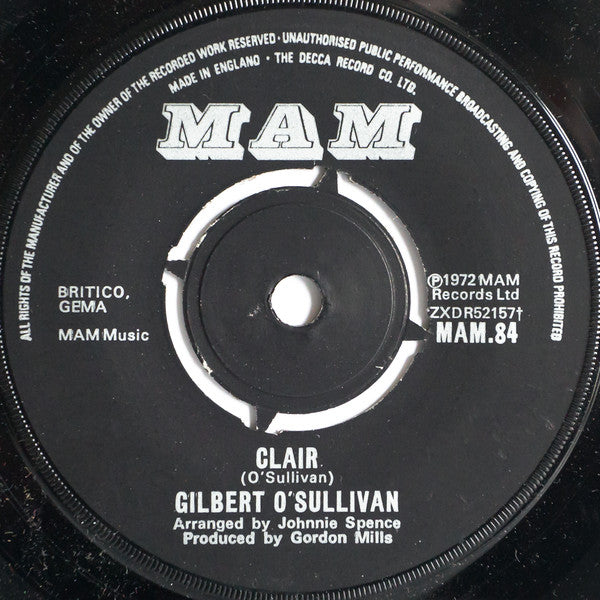 Gilbert O'Sullivan : Clair (7", Single)
