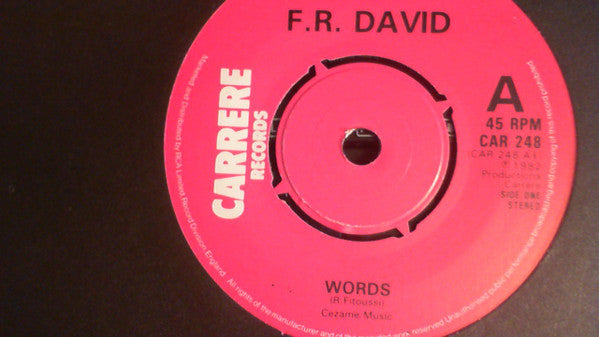 F.R. David : Words (7", Single)