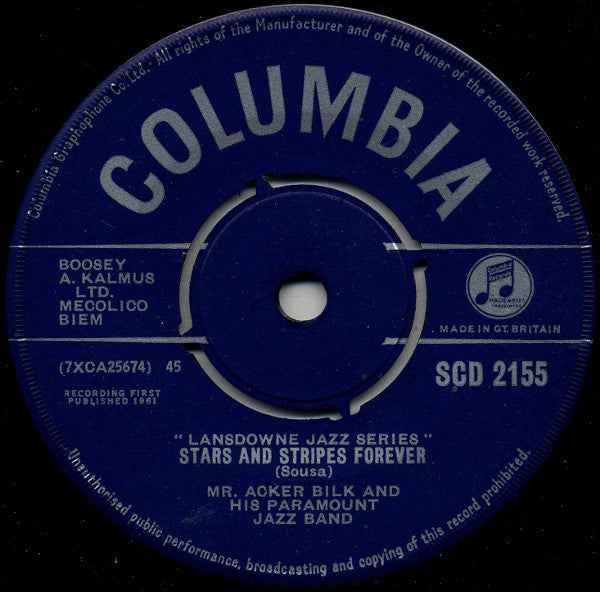 Acker Bilk And His Paramount Jazz Band : Stars And Stripes Forever / Creole Jazz (7", Single, RE)