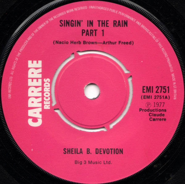 Sheila & B. Devotion : Singin' In The Rain (7", Single, Pus)