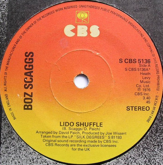 Boz Scaggs : Lido Shuffle (7", Single, Sol)