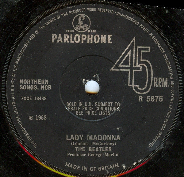 The Beatles : Lady Madonna (7", Single, Sol)