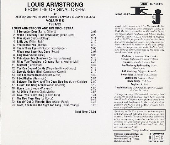 Louis Armstrong : From The Original Okehs Vol. 5 1931/32 (CD, Comp)