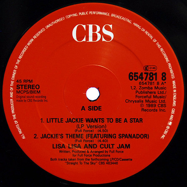 Lisa Lisa & Cult Jam : Little Jackie Wants To Be A Star (12", Maxi)