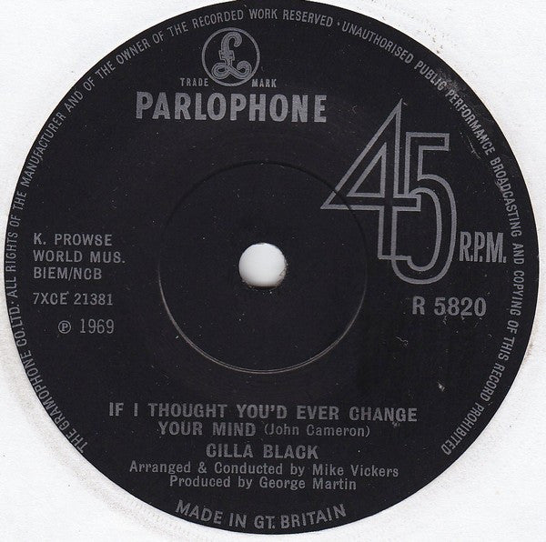 Cilla Black : If I Thought You'd Ever Change Your Mind (7", Single, Sol)