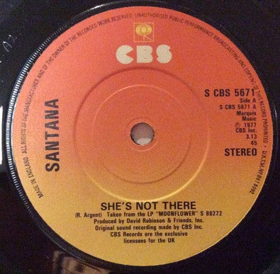 Santana : She's Not There (7", Single)