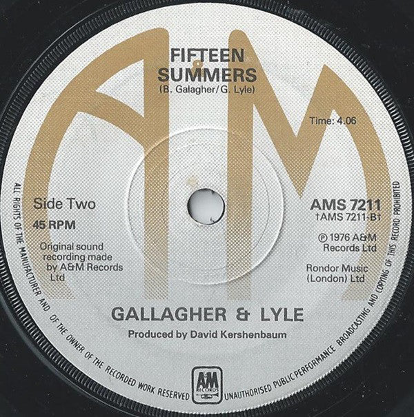 Gallagher & Lyle : I Wanna Stay With You (7", Single, Sol)