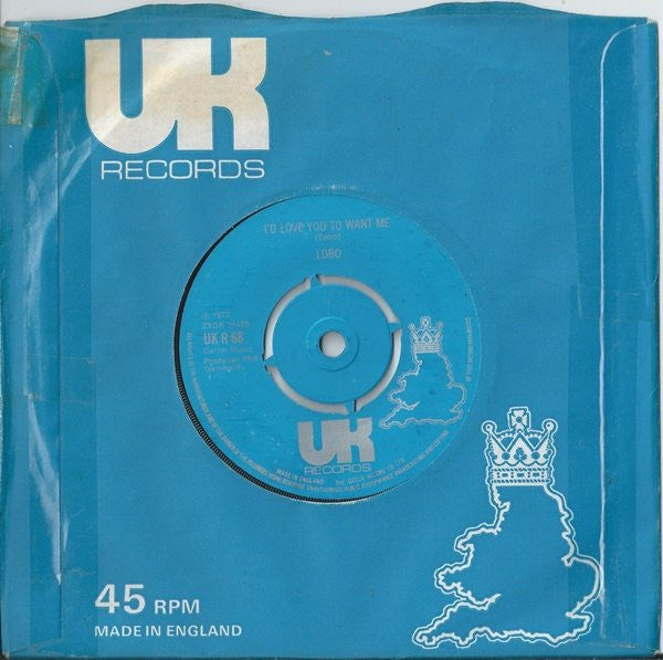 Lobo (3) : I'd Love You To Want Me (7", Single, RE)