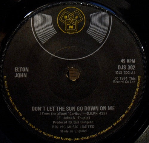 Elton John : Don't Let The Sun Go Down On Me (7", Single)