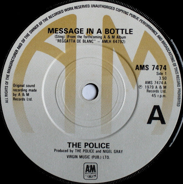 The Police : Message In A Bottle (7", Single, Pic)
