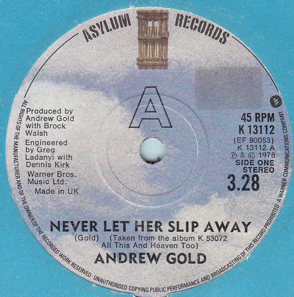Andrew Gold : Never Let Her Slip Away (7", Single, Lar)