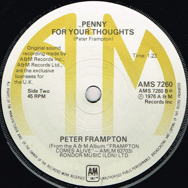 Peter Frampton : Do You Feel Like We Do (7", Single)
