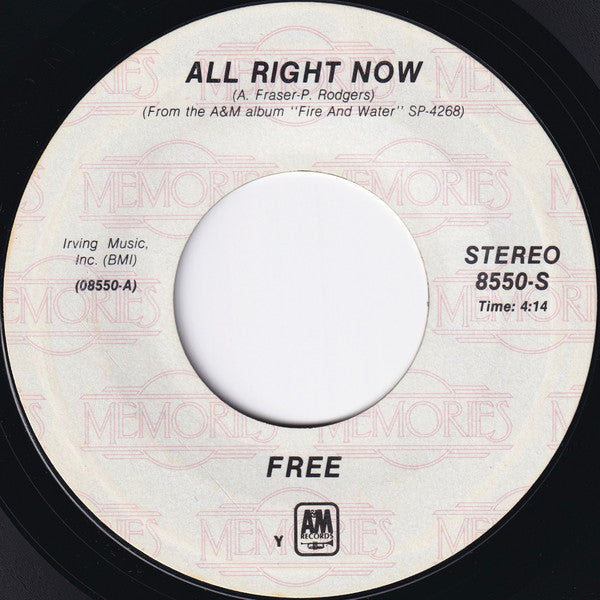 Free : All Right Now / The Stealer (7", Single, Styrene)