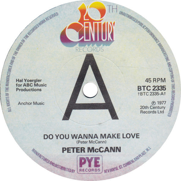 Peter McCann : Do You Wanna Make Love (7", Single, Promo)