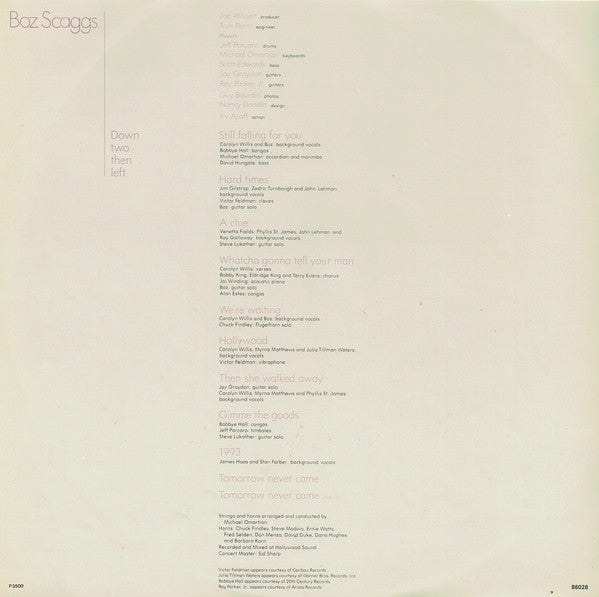 Boz Scaggs : Down Two Then Left (LP, Album)