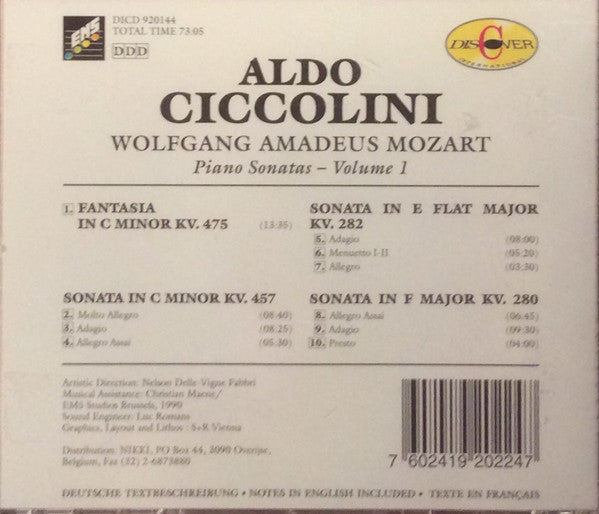 Aldo Ciccolini, Wolfgang Amadeus Mozart : Piano Sonatas - Volume 1 (CD, Album)