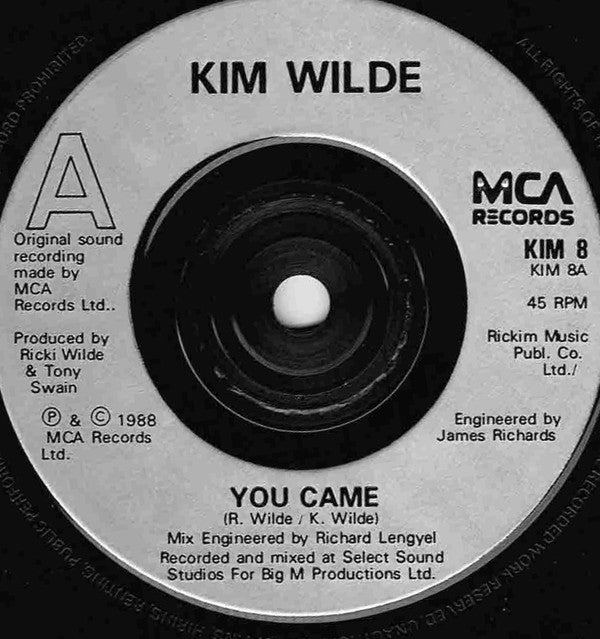 Kim Wilde : You Came (7", Single, Inj)