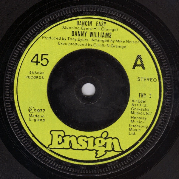 Danny Williams : Dancin' Easy / No More Cane (7", Sol)