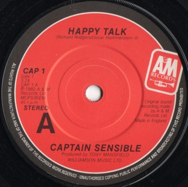 Captain Sensible : Happy Talk (7", Single)
