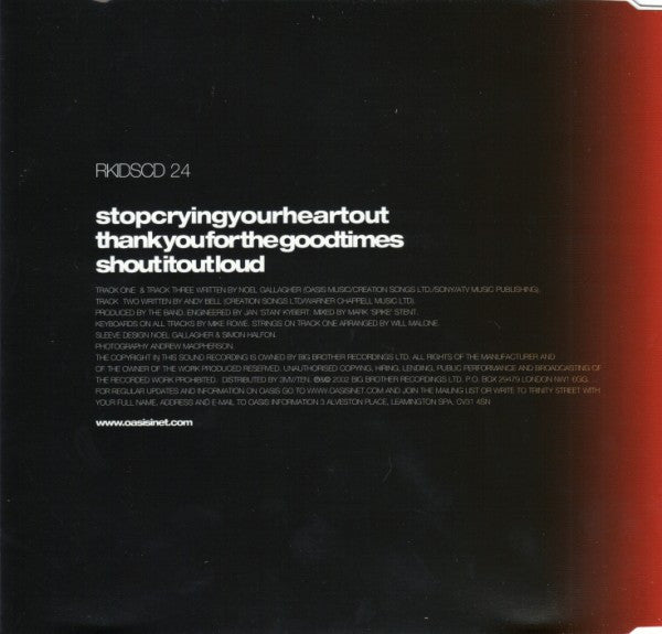 Oasis (2) : Stop Crying Your Heart Out (CD, Single)