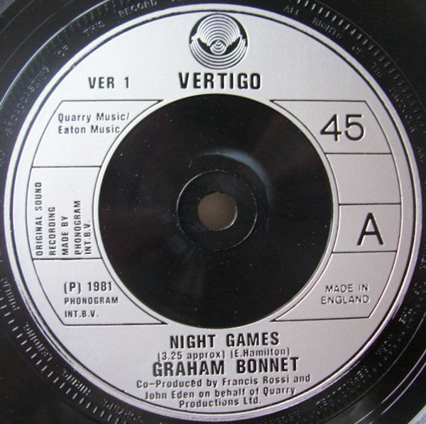 Graham Bonnet : Night Games (7", Single, Sil)