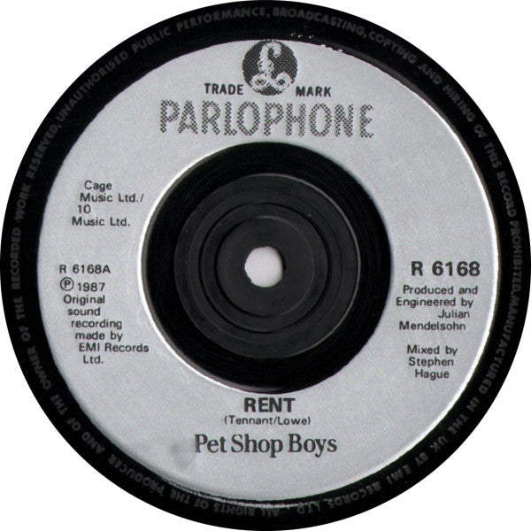 Pet Shop Boys : Rent (7", Single, Inj)