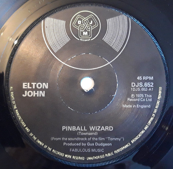 Elton John : Pinball Wizard (7", Single, Sol)