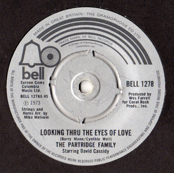 The Partridge Family Starring: David Cassidy : Looking Thru The Eyes Of Love (7", Single, Kno)