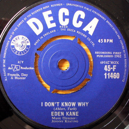Eden Kane : I Don't Know Why / Music For Strings (7", Single)